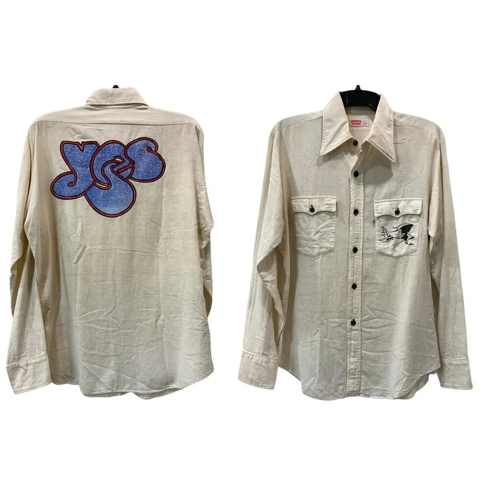 RARE Vintage 70s YES Shirt | Levi's Painted Concert Band Shirt | Roger Dean Art